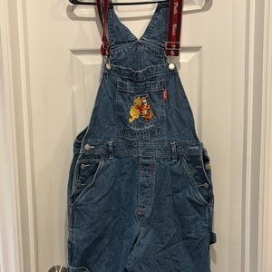 Denim Overalls with Embroidered Cartoon Patch